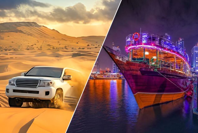 desert safari with dhow cruise with dinner