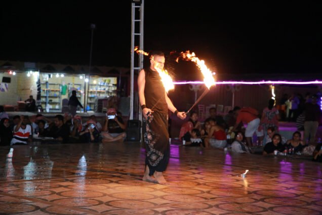 beautiful fire dance show in desert safari dubai