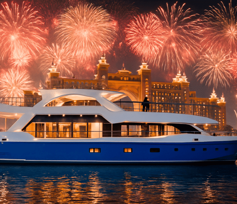 New Year's Eve Dinner Cruise Dubai upper deck fireworks view